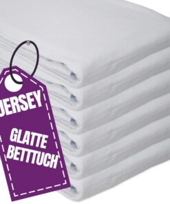 Jersey Glatte Bettlaken 140 x 200 cm - Weiß - Elastische, einfarbige Baumwolle - Klassische Hotel Bettücher ohne Spanngu