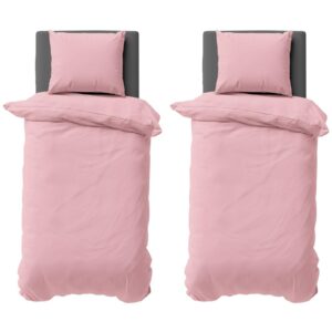 Visaggio Bettwäsche Mikrofaser Rosa 4 Teilig.uni Einfarbig Reißverschluss