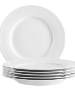 MÄSER Serie Arlona, 6-Speiseteller-Set, für 6 Personen, Porzellan, zeitlos elegant, Weiss