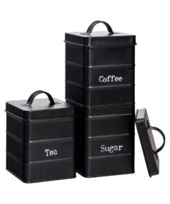 Harbour Housewares Vintage Metall Kanister Tee Kaffee Zucker - Schwarz