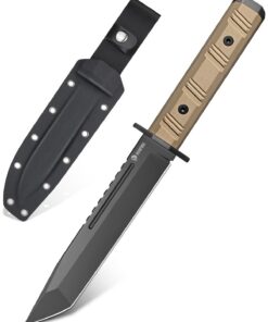NedFoss BRAVE Bowiemesser für Outdoor-Adepten bei Campings und Survival-Situationen mit Titan-Element & G10 Griff & Kyde