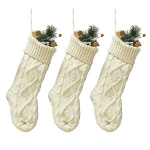 YUEWO 46cm Burgund Strickmuster Weihnachtsstrumpf für den Kamin 3 Pack (Elfenbein) - Dekorationsgebrauch