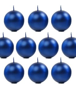 DekoHaus Metallische Blau Kugelkerzen 6 cm - 10 Stück für Hochzeit, Weihnachten, Party - ca. 8 Std Brenndauer