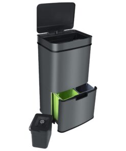 Ribelli Edelstahl Mülltrennsystem 3+1 Fächer Sensor Grau 72L