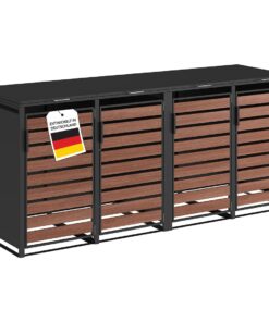 STEELSØN Kestra Mülltonnenbox - wasserdichte und robust - für 4 Tonnen - in Graphitschwarz - ideal für Familien - für de