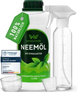 WENDOWERK® Neemöl [1000ml] - Natürliche Pflanzenschutzmittel für Indoor und Outdoor - Emulgator enthalten - Inklusive Sp