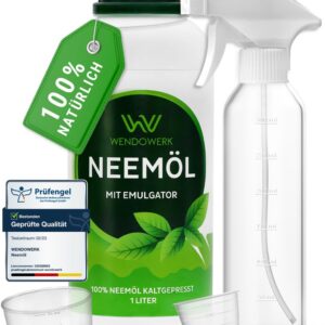 WENDOWERK® Neemöl [1000ml] - Natürliche Pflanzenschutzmittel für Indoor und Outdoor - Emulgator enthalten - Inklusive Sp