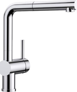 BLANCO LINUS-S Küchenarmatur in Chrom - Hochdruck & Wassersparung für Hausbesitzer | Mit herausziehbarem Schlauch & Rück
