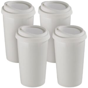Rosenstein & Söhne Reise-Kaffee-Becher: Thermobecher Kaffee to Go, doppelwandig, Porzellan, 250 ml, Silikondeckel