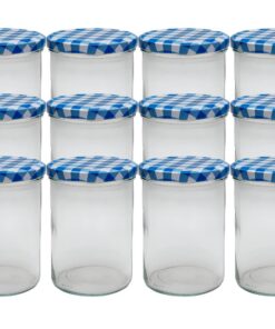 hocz Sturzgläser 12er Set 435 ml Drehverschluss mit Blau Deckel Einmachglas Marmelade