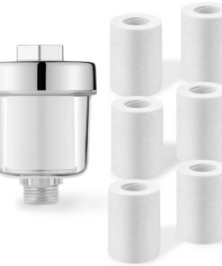 DBALL Wasserfilter Dusche Shower Filter für Badezimmer mit 6 Austauschbaren Filterelementen Effektiv gegen Wasserverunre