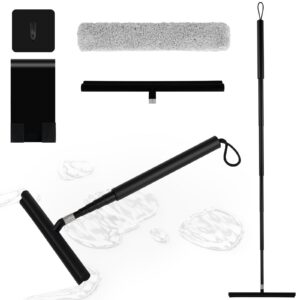 Duschabzieher Langer Stiel zum Reinigen von Duschwänden, Fliesen, Fenstern - Edelstahl, Teleskop, 24-119.5cm, schwarz