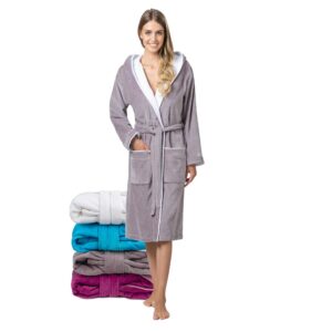 Twinzen Bademantel Damen - 100% Baumwolle, weich und komfortabel - OEKO-TEX zertifiziert