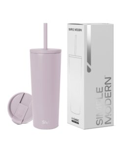 Simple Modern Thermobecher für Frauen und Männer | Trinkbecher mit Henkel und Strohhalm | 710ml Lavender Mist