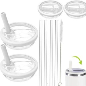 2 Pack 40 oz Stanley Quencher Tumbler Flip Straw Lid, passend für 1.2L Trinkschale, 4 Strohhalmbekleidung-Set und Reinig