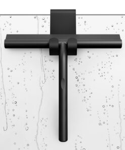Ecooe Silikon Duschabzieher Schwarz für Glas, Spiegel und Fenster, Edelstahl-Kern, 21cm Breit, Fensterabzieher mit Halte
