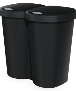 Spetebo Duo Abfall Eimer 40L schwarz - 2x 20L - Müll Sammler Trenner Behälter mit Deckel