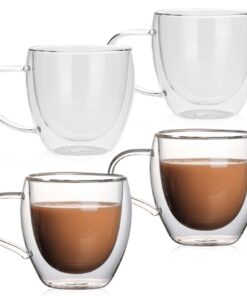 Kaffeeglas Latte Macchiato 4 Stück 250ml Doppelwandig Kältebeständig Warmhaltefunktion Cappuccino Tee rowData Gläser Mit