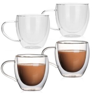 Kaffeeglas Latte Macchiato 4 Stück 250ml Doppelwandig Kältebeständig Warmhaltefunktion Cappuccino Tee rowData Gläser Mit