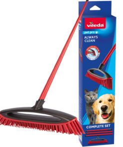 Vileda Always Clean Pet Pro Bürstenset - Haustiere - Reinigung - LED-Tageslicht-Funktion - 3 Stück - Rot - Mittel | Vil