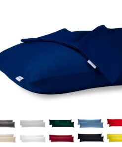 SeitenschläferkissenBezug 40x145 Baumwolle Premium Satin 2er Set Hypoallergen Anti-Milben Verdecktem Zip Voll Waschbar