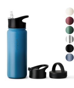 Vinsun Trinkflasche Edelstahl 500ml blau - auslaufsicher, BPA frei - Sport, Outdoor, Schule - thermolithisch stabil, 3 D