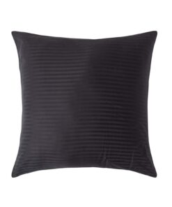 HOMESCAPES Damast Kissenbezug Schwarz mit Satin-Streifen für Schlafzimmer, hocheffektive Baumwolle, Fadendichte 330, OE