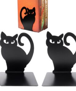 EULAPGOE 2 Stück Katze Metall Buchstütze, Niedliche Katze Mode Stil Buchstütze, großer Schwere für Regale in Schule und