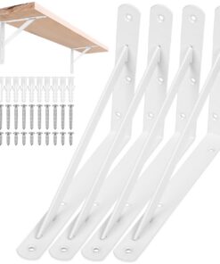 4 STK Regalhalterungen, Metall Schwerlastträger für Wandmontage, 90 Grad Regalträger Weiß