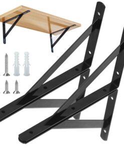 Schwerlast-Träger Regalhalterungen 4 Stück Schwarzes Metall Wand-Winkel (300×190mm) für Winkel Regale mit Schrauben