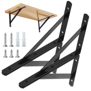 Schwerlast-Träger Regalhalterungen 4 Stück Schwarzes Metall Wand-Winkel (300×190mm) für Winkel Regale mit Schrauben