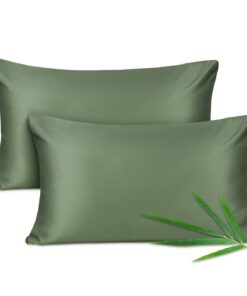 Joyhabit Bambus Kissenbezug 40x80cm für Baby - Weich, Seidig & 100% Rein Natur, 2er Pack Moosgrün