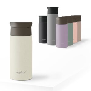 EPPIKAN eppiToGo Edelstahl Thermobecher - Isolierbecher für Autofahren, 350 ml, hygienische 360°-Trinköffnung, (Ivory)