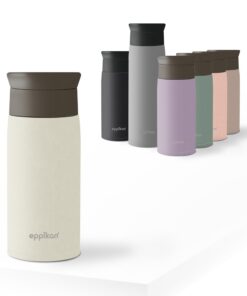 EPPIKAN eppiToGo Edelstahl Thermobecher - Isolierbecher für Autofahren, 350 ml, hygienische 360°-Trinköffnung, (Ivory)