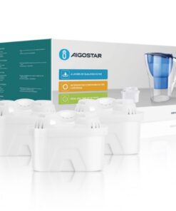 Aigostar Wasserfilter Kartusche 3er-Pack - Reduktion von Kalk, Verunreinigungen, Chlor & Metallen für Trinkwasser - Halb