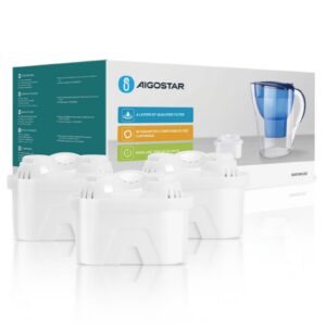 Aigostar Wasserfilter Kartusche 3er-Pack - Reduktion von Kalk, Verunreinigungen, Chlor & Metallen für Trinkwasser - Halb