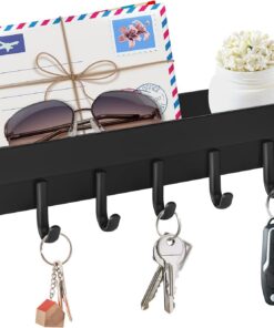 Royouzi Schlüsselbrett mit Ablage und 6 Haken - Selbstklebend Ohne Bohren mit Magnet für Eingang