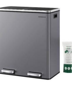SONGMICS Mülltrennsystem 2x30L Küche Treteimer Softclose schiefergrau LTB060G01