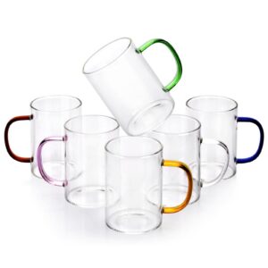 QHYK Transparente Gläser Set für Partei und Restaurant, 6er Set 310ml Wassergläser mit farbigen Henkeln