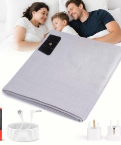 Erdungsbettlaken 10% Silberfäden 90% Baumwolle EU Erdungskabel | Erdenergie Rückgewinnung Besseren Schlaf | 99 x 203 cm