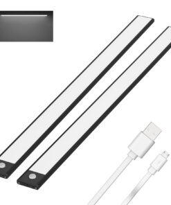Klighten 2 Stück Küchenschrankleuchten mit Bewegungsmelder, USB Wiederaufladbar, Schwarz