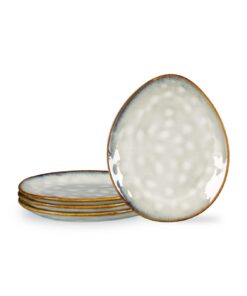 Henten Home Vintage Porzellan Frühstücksteller 20x17cm für 4 Personen - Pasta Snack Dipschalen Set