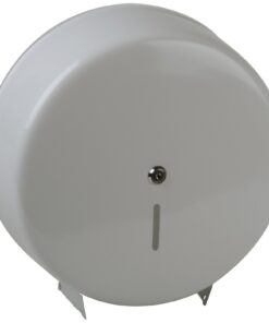 Semy Top Spender für Jumbo-Toilettenpapier, Metall/weiß, 1er Pack (1 x 1 Stück) - abschließbar, Rollen bis 32 cm Durchme
