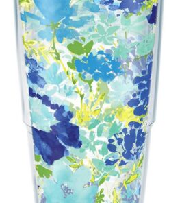 Tervis 1323293 Fiesta - Meadow Floral Isolierte Reise-Tasse mit Umhüllen und Navy-Blauer Lid, 24oz - Tritan, Transparent