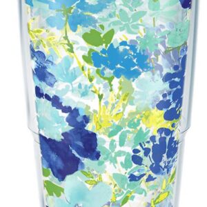 Tervis 1323293 Fiesta - Meadow Floral Isolierte Reise-Tasse mit Umhüllen und Navy-Blauer Lid, 24oz - Tritan, Transparent