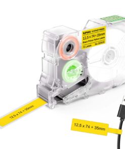 SUPVAN G15M Kabel Etikettenband, Thermo-Mehrzweck-Etiketten für Büros, Häuser, Schulen, 12,5 mm x (74 mm + 35 mm), 70 Et