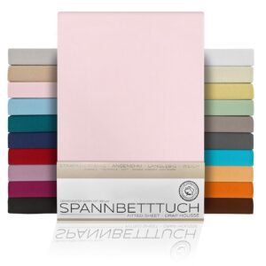 BEAUTEX Spannbettlaken Baumwolle Premium Jersey 160g/m² Standard 90x200x30 cm Rosa OEKO-TEX STANDARD 100