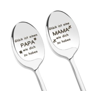 Vatertagsgeschenk für Papa mit Gravur 2 Stück Geburtstagsgeschenk für Mama Löffel mit Gravur als Vatertagsgeschenk