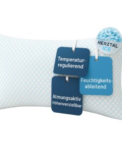 Kühlendes Ice-Kissen 40x80 cm, Memory-Foam, Höhenverstellbar, Temperaturregulierend | Ice-Kissen 40x80 cm, Memory-Foam
