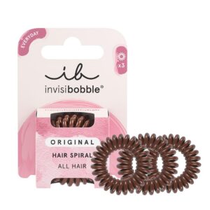 invisibobble Original Haargummi Pretzel Brown I 3x Spirale Haargummis für Mädchen, Damen & Herren im Herzen Münchens